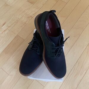New Mark Nason Black Leather/Knit Lace-Up Oxfords
